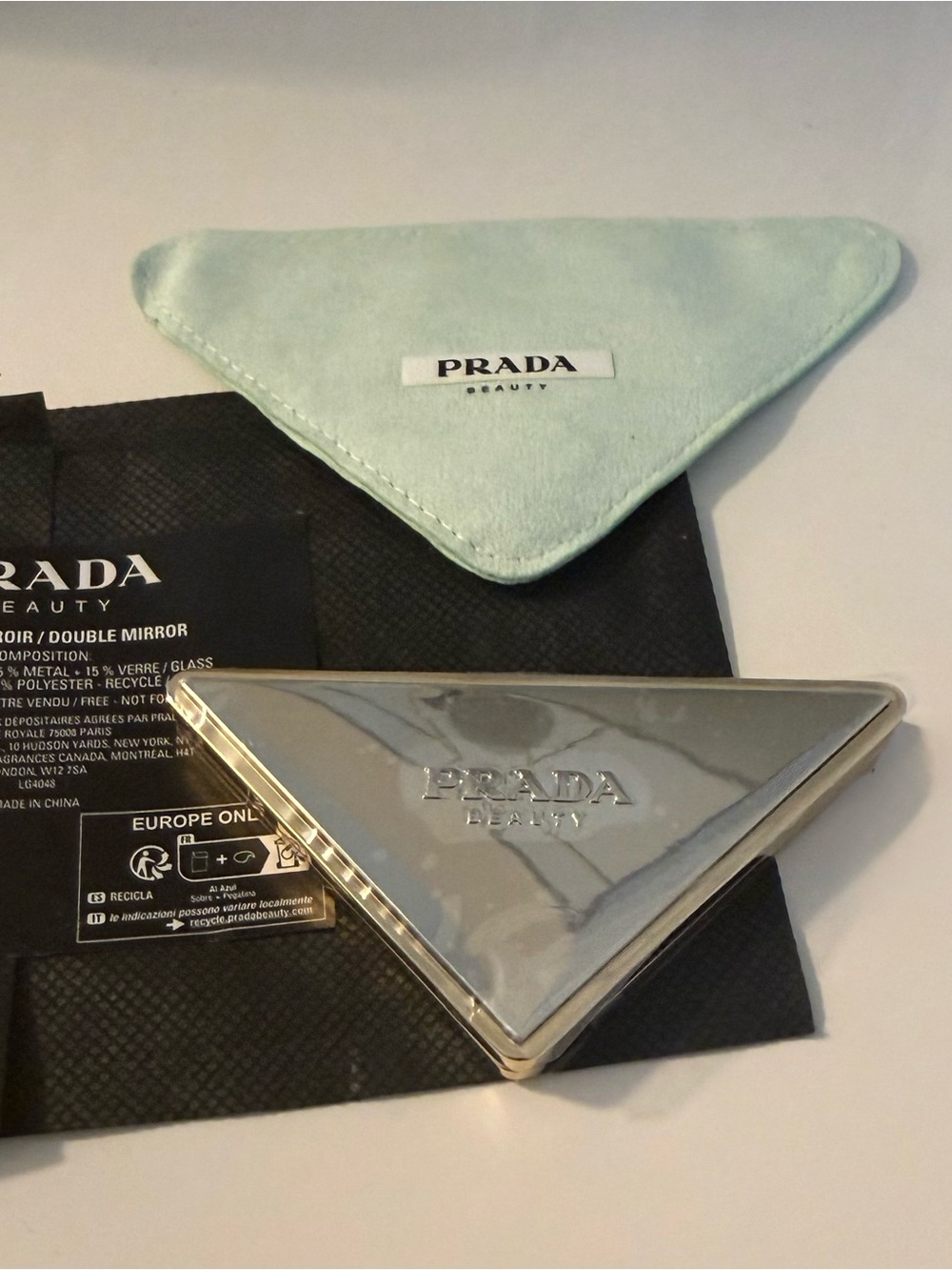 PRADA Beauty Tri-Fold Compact Mirror in Silver
